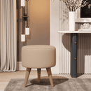 Kit 2 Puff Banqueta Linho Quarto Sala Pés De Madeira