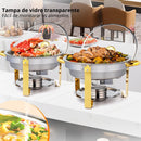 Rechaud de Inox com Aquecedores e Tampa de Vidro